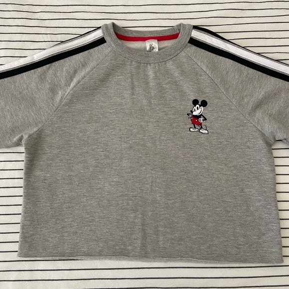 Disney Cropped Mickey Mouse Sweatshirt with Sleeve Stripes - Picture 2 of 10